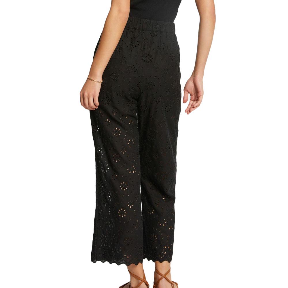 Morgan Pantalon Fluide Noir Femme Morgan Broderie 241