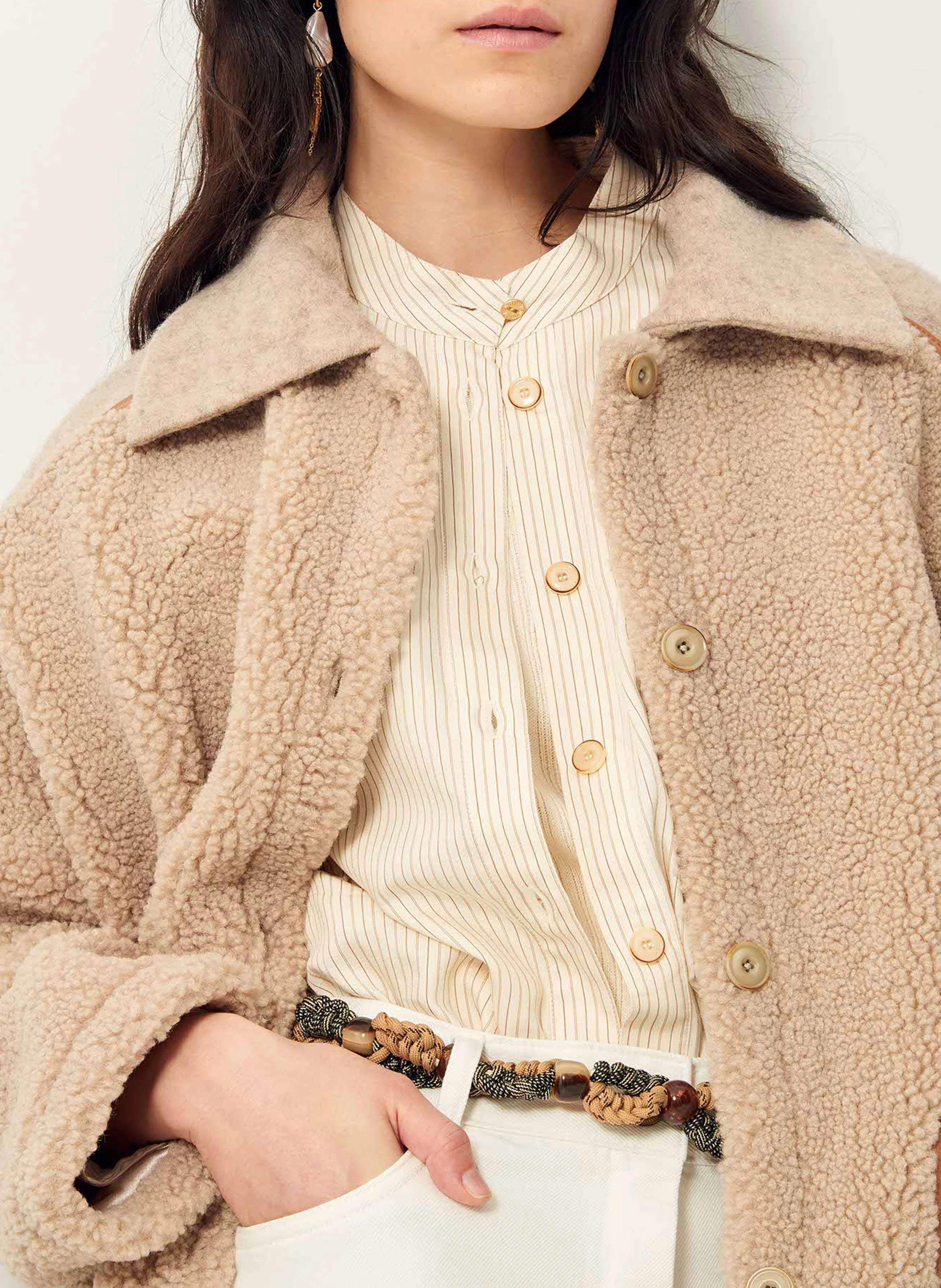 ICY ROCKY - Veste oversize en laine mélangée | Beige