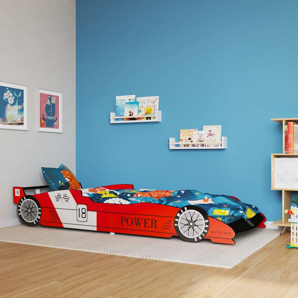 vidaXL Autovormig kinderbed 90x200 cm rood