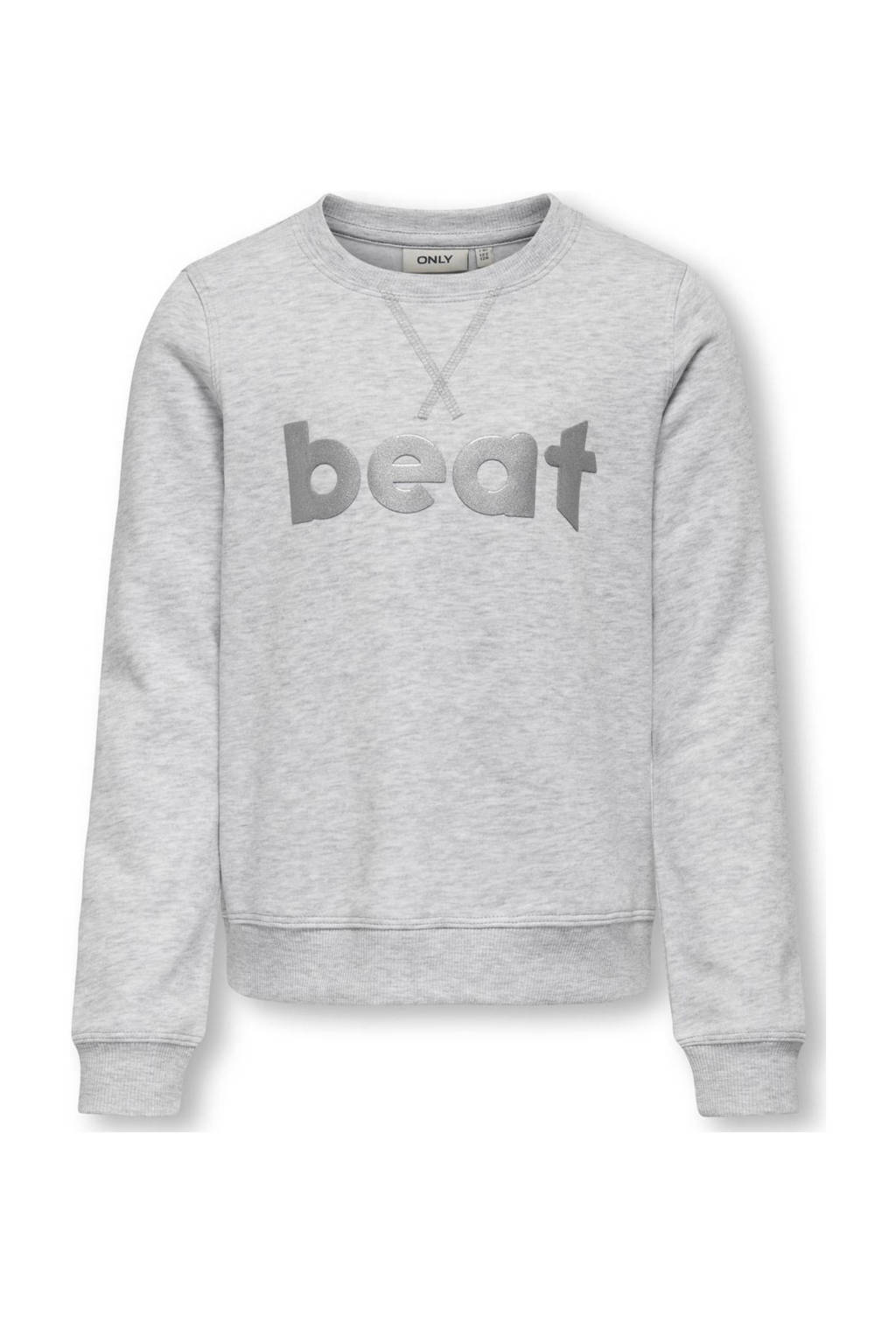 ONLY sweater KOGSANNE met tekst lichtgrijs melange