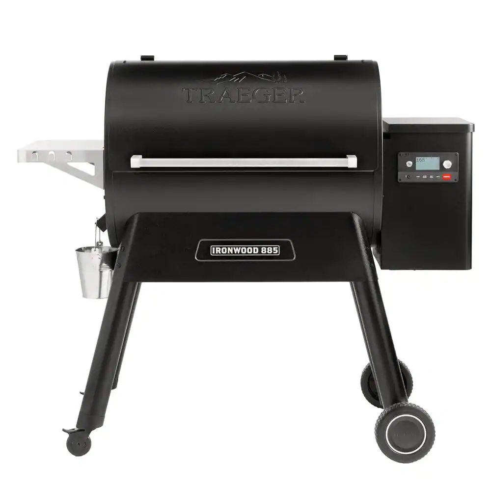 Churrasqueira e defumadora a pellets Ironwood 885 com Wi-Fi na cor preta.