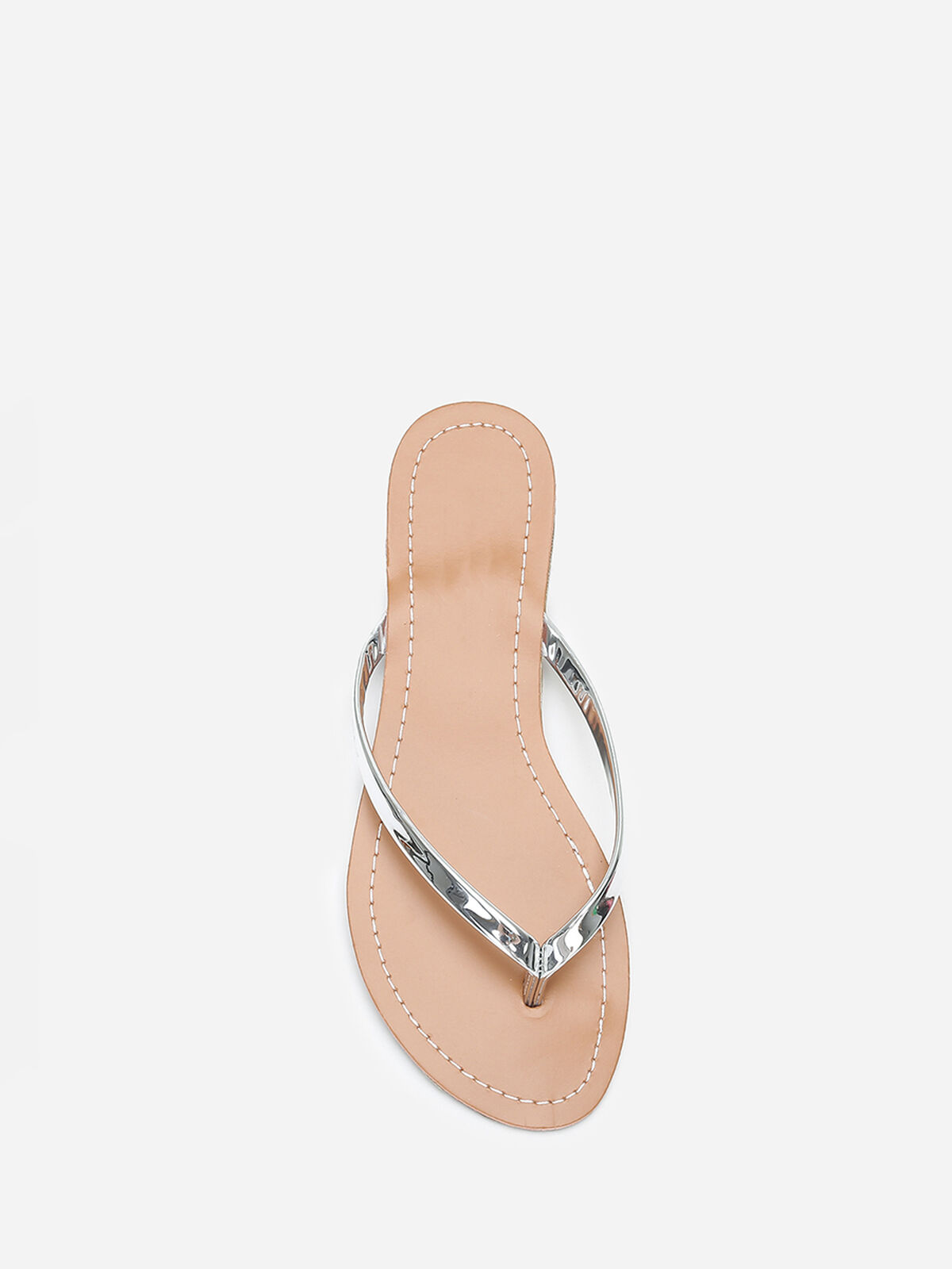 Tongs à bride vernie- Argenté