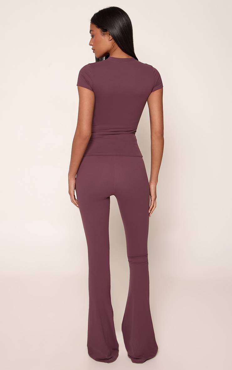 Eggplant Pantalon Taille Haute Sculptant À Rabat Collection Core