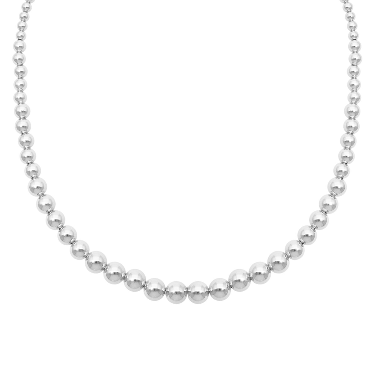 Collier Argent Rhodié Chaine Boules