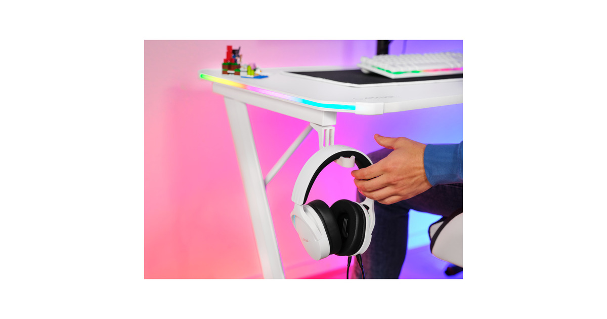 TrustGXT 709W Luminus RGB-gamingbureau gaming desk  (Wit)