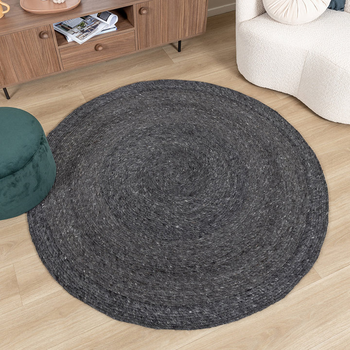 Rond wollen vloerkleed - Wise Zwart/Antraciet