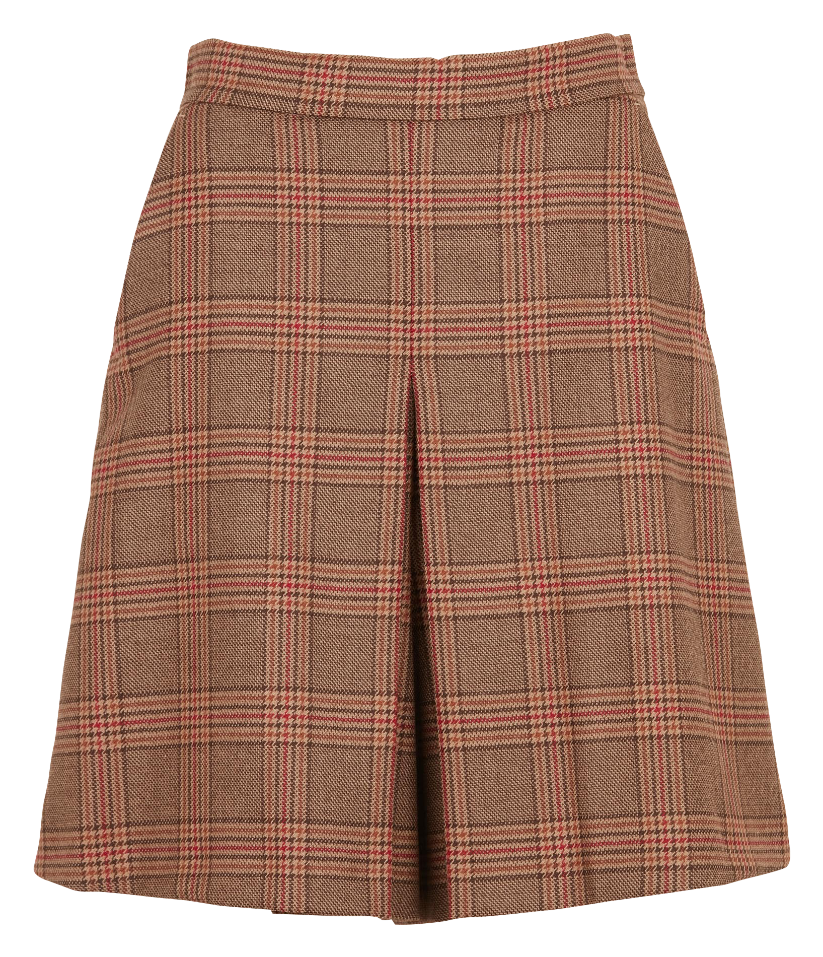 BRAMA - Short taille haute à carreaux en laine | Marron