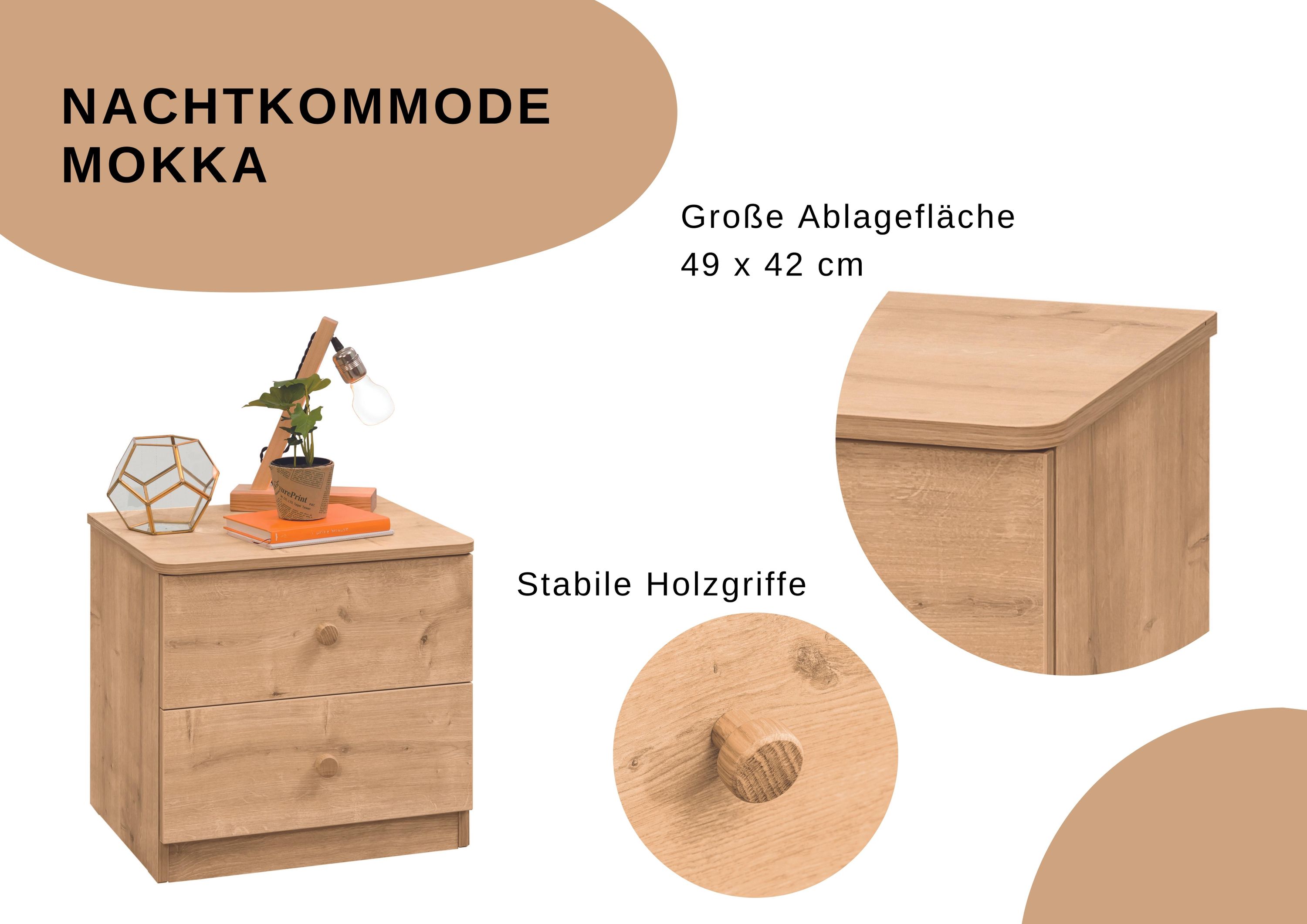 Nachtkommode mit 2 Schubladen für Schlafzimmer Nachtkonsole Mokka