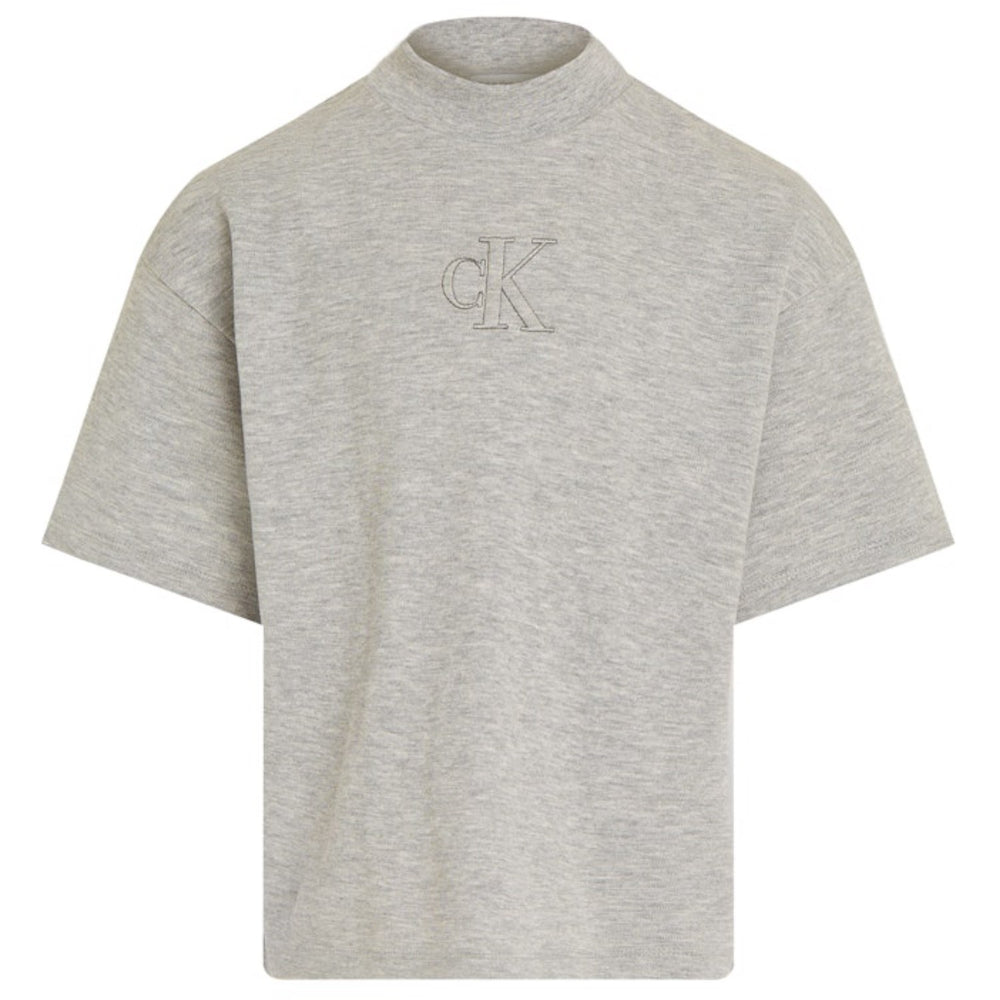 Køb Calvin Klein Light Grey Heather Stitch Monogram T-Shirt | Luksusbaby