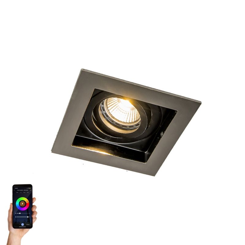 Smart inbouwspot staal incl. Wifi GU10 lichtbron - Carree