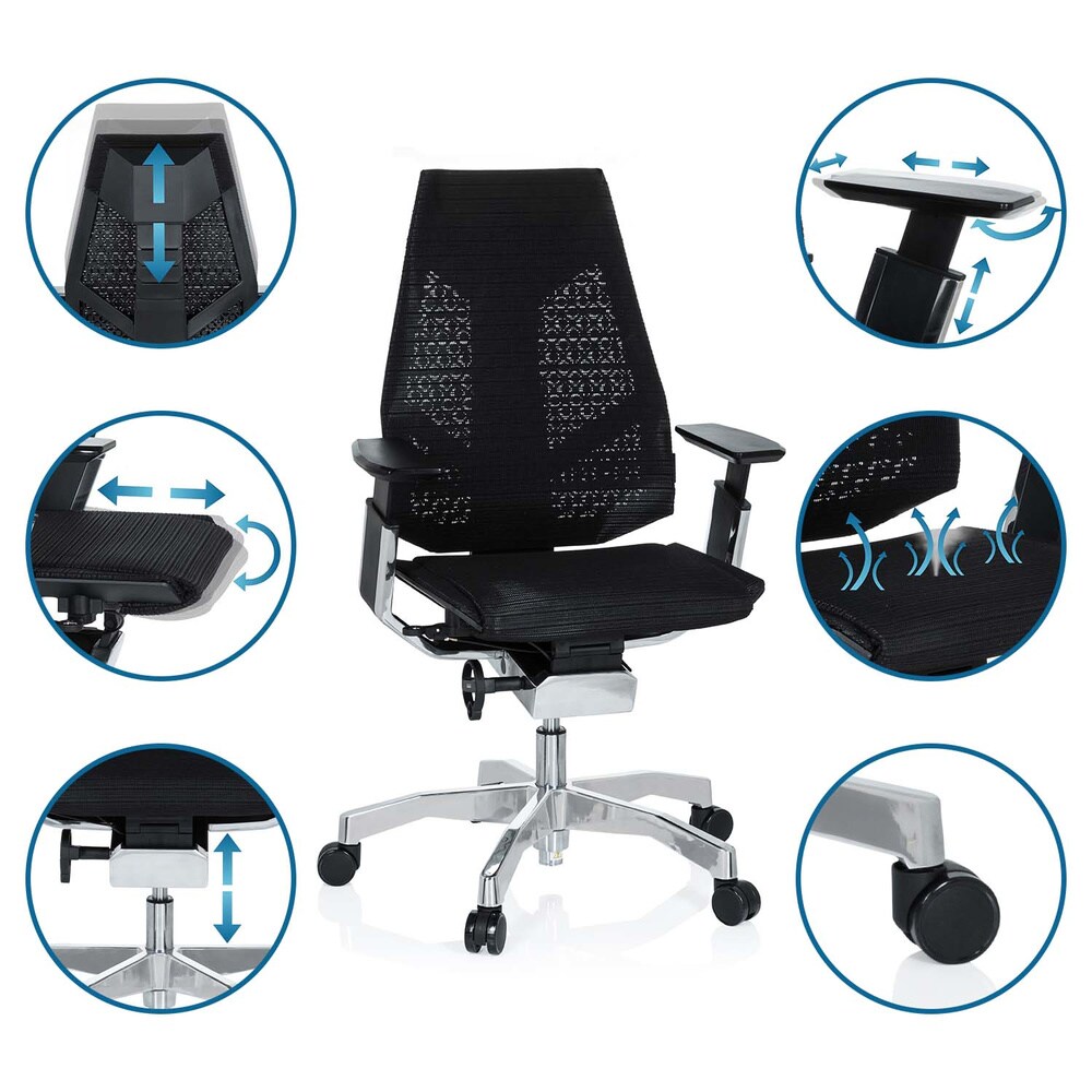 High End Bürostuhl GENIDIA Netzstoff mit Armlehnen hjh OFFICE