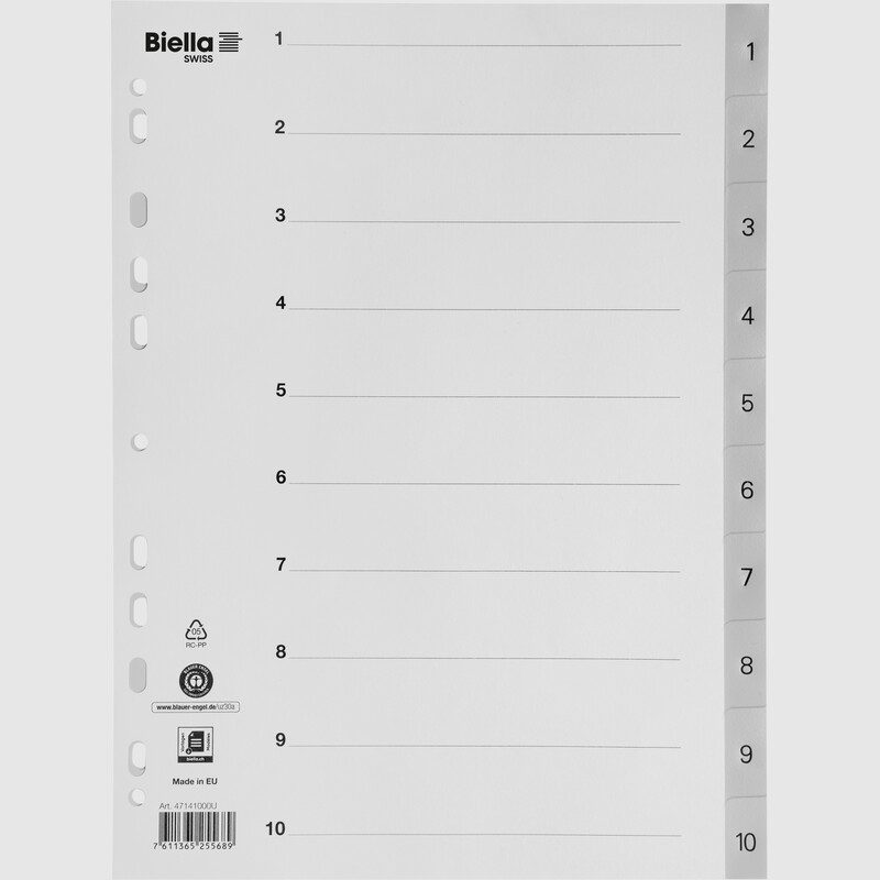 Biella Register mit Indexblatt, A4, 1-10