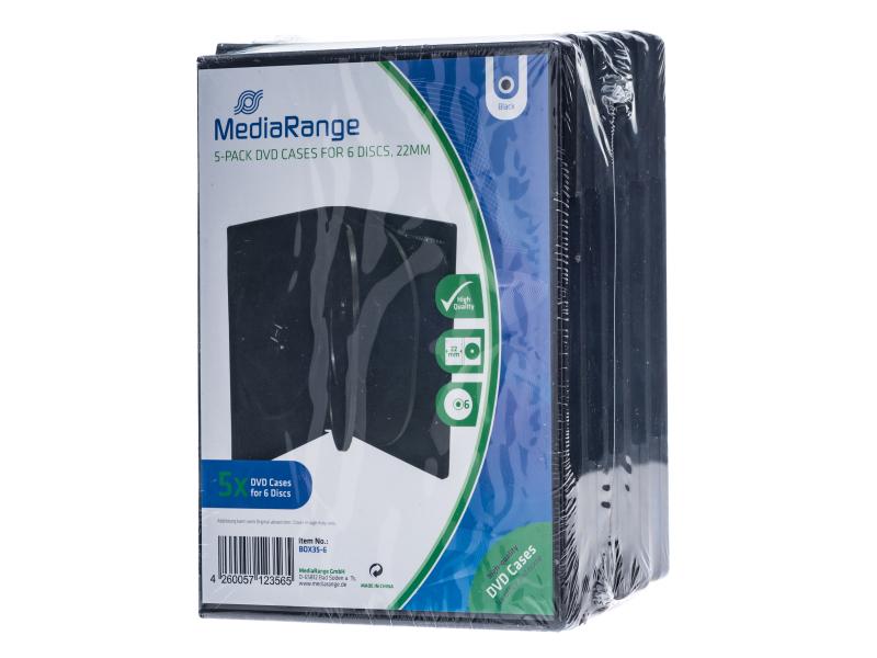 MediaRange Hülle DVD 6 Disc DVD-Ersatzhüllen: 6er-DVD-Box, 5 Stück, schwarz