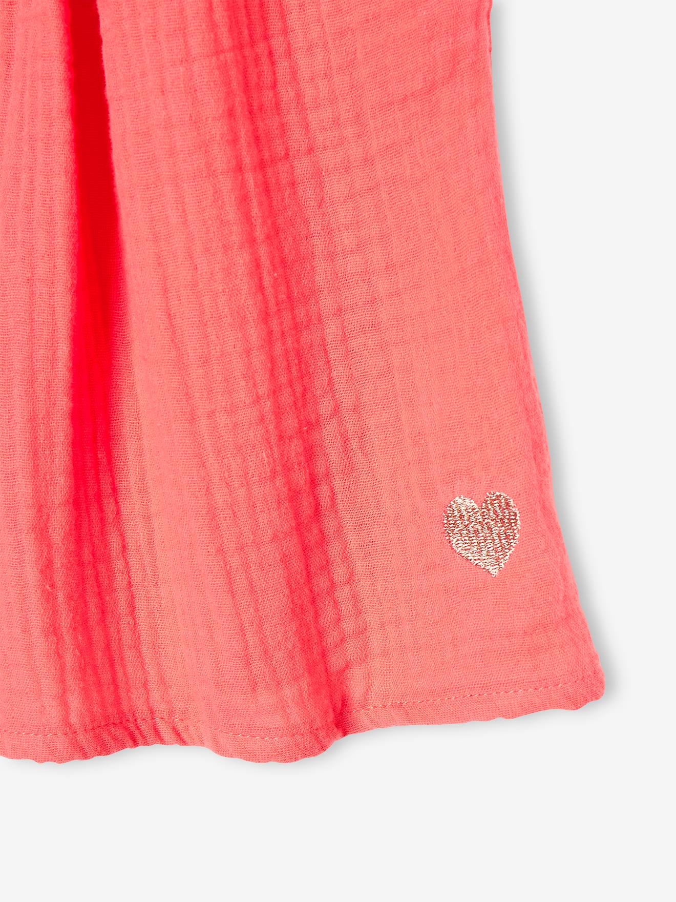 Saia de chiffon de algodão coral para meninas