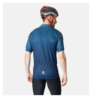 Maillot Manches Courtes Zippé Odlo Essential Turquoise / Bleu