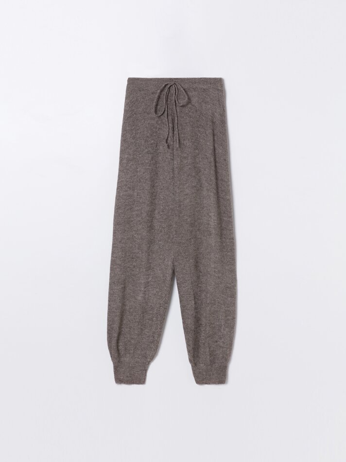 Calça jogger de malha - Marrom Taupe