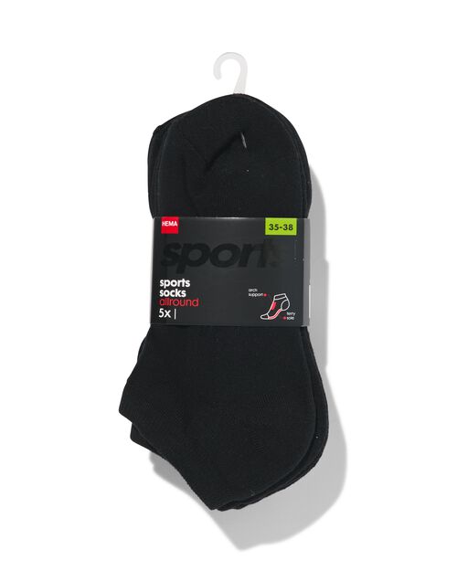 5 paires de socquettes femme sport allround avec tissu éponge noir