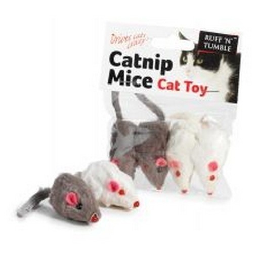 Pacote com 4 ratinhos de brinquedo para gatos, cores sortidas.