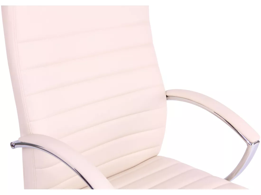 Chaise de bureau - Similicuir & Métal chromé - Crème - Valais