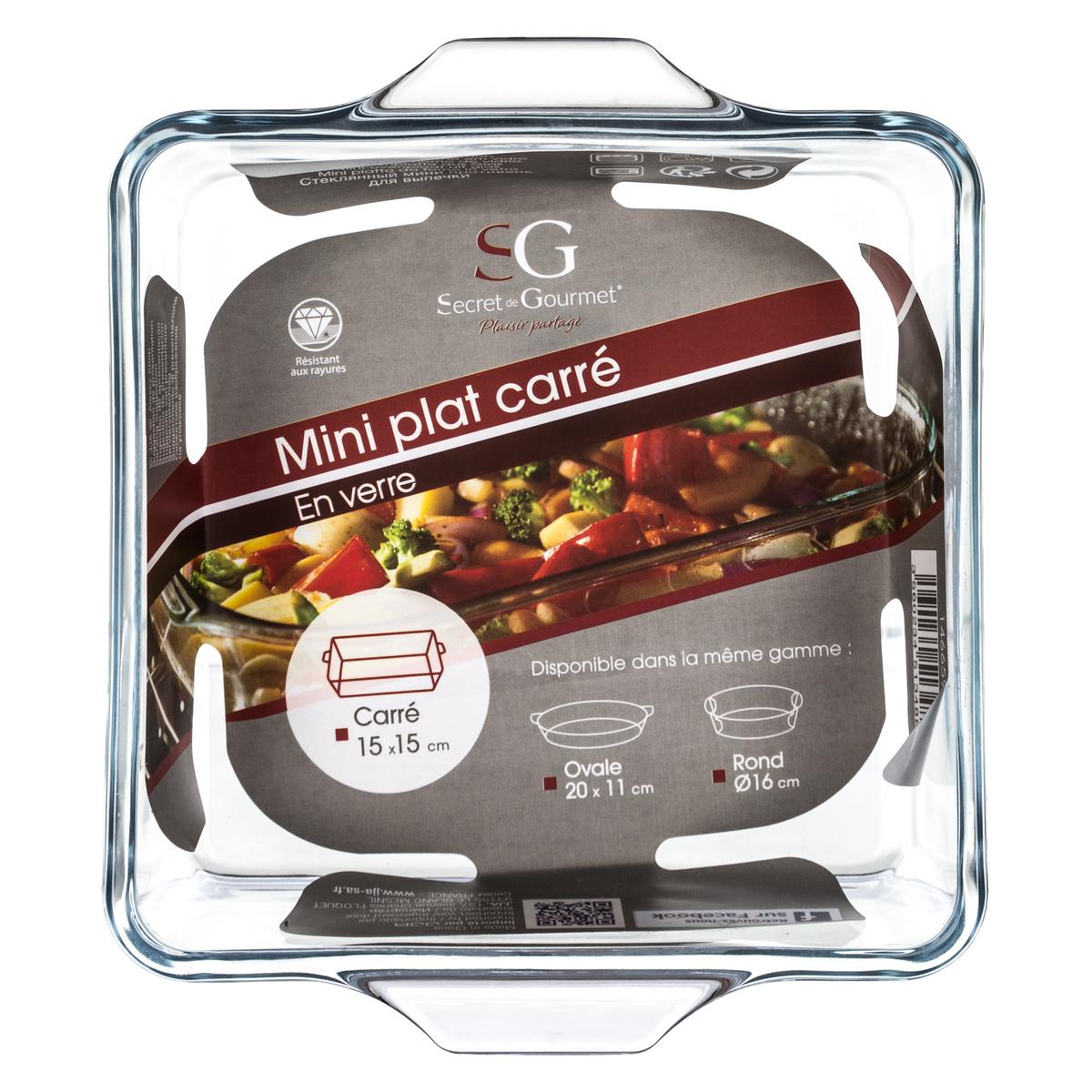 MINI PLAT CARRE VERRE 15X15CM