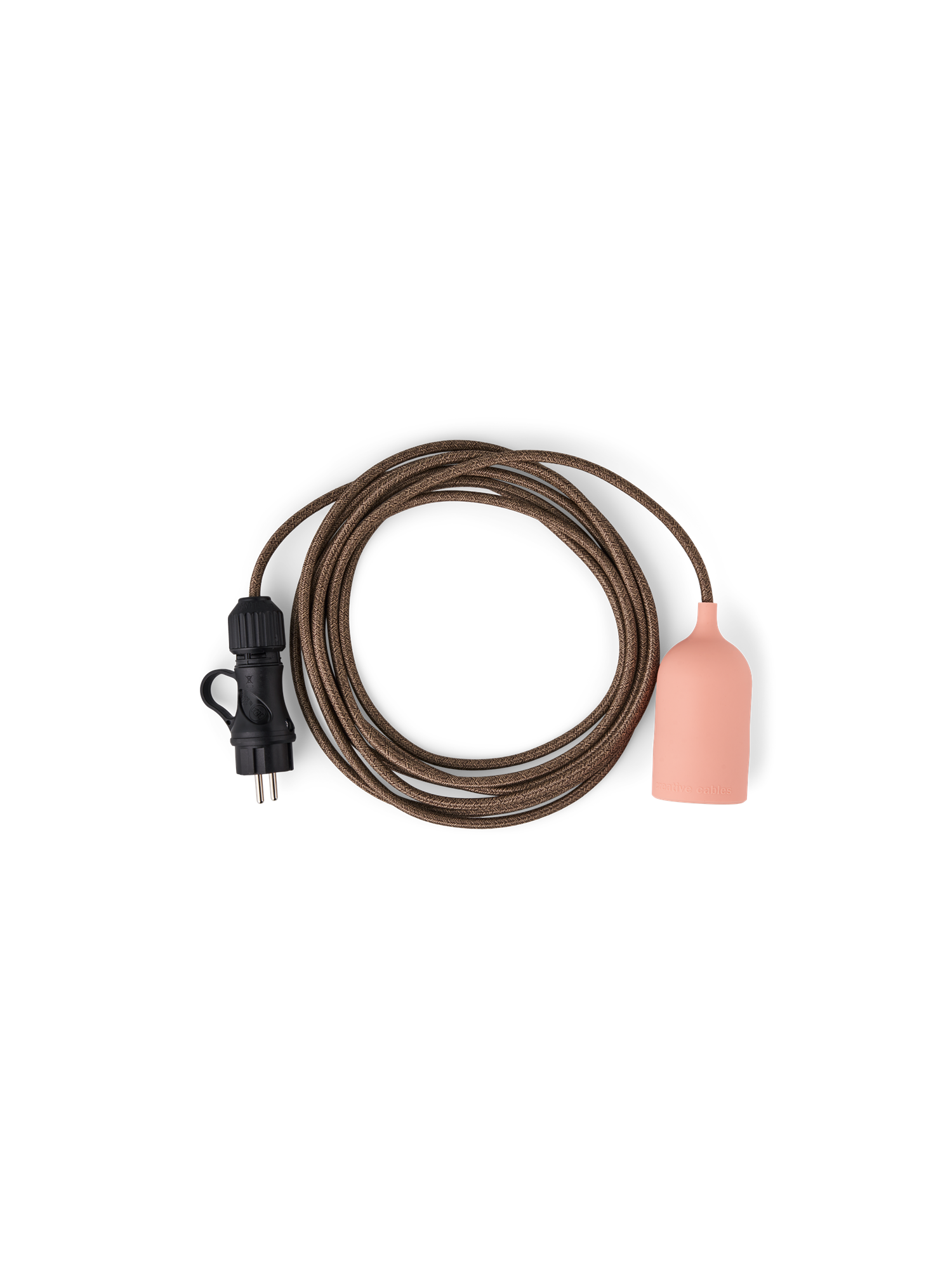 Bærbar udendørslampe | Tekstilkabel/fatning i silikone og termoplast. 5 m. E27. | Cherry Red | Creative Cables