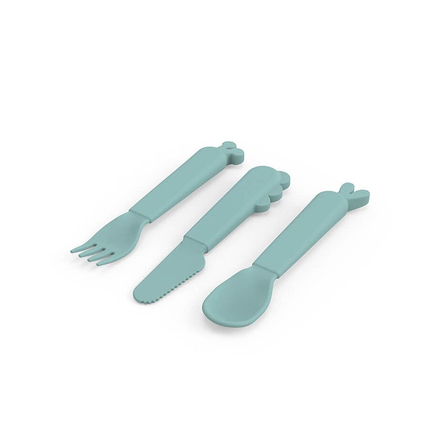 Lot de 3 couverts Kiddish Deer Friends bleu - Ecru