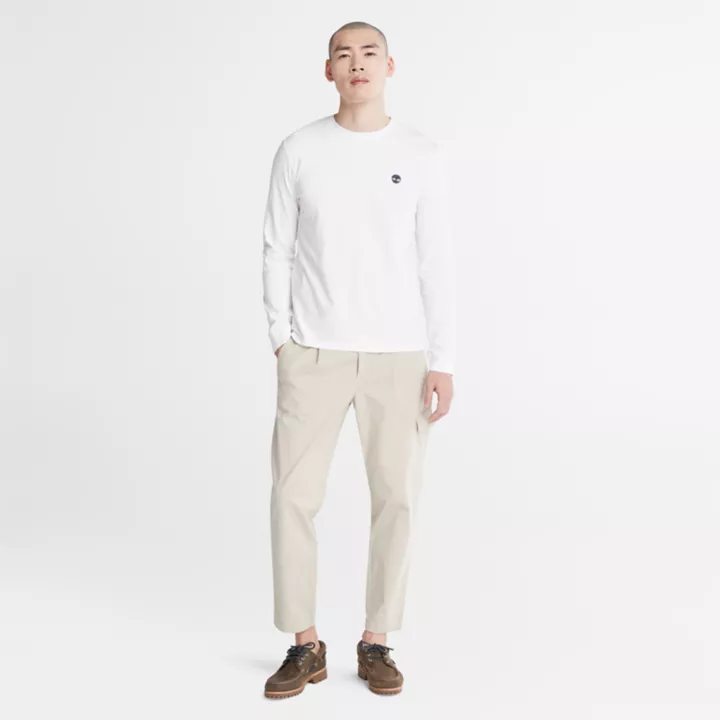 T-shirt à col rond et manches longues Dunstan River pour homme en blanc