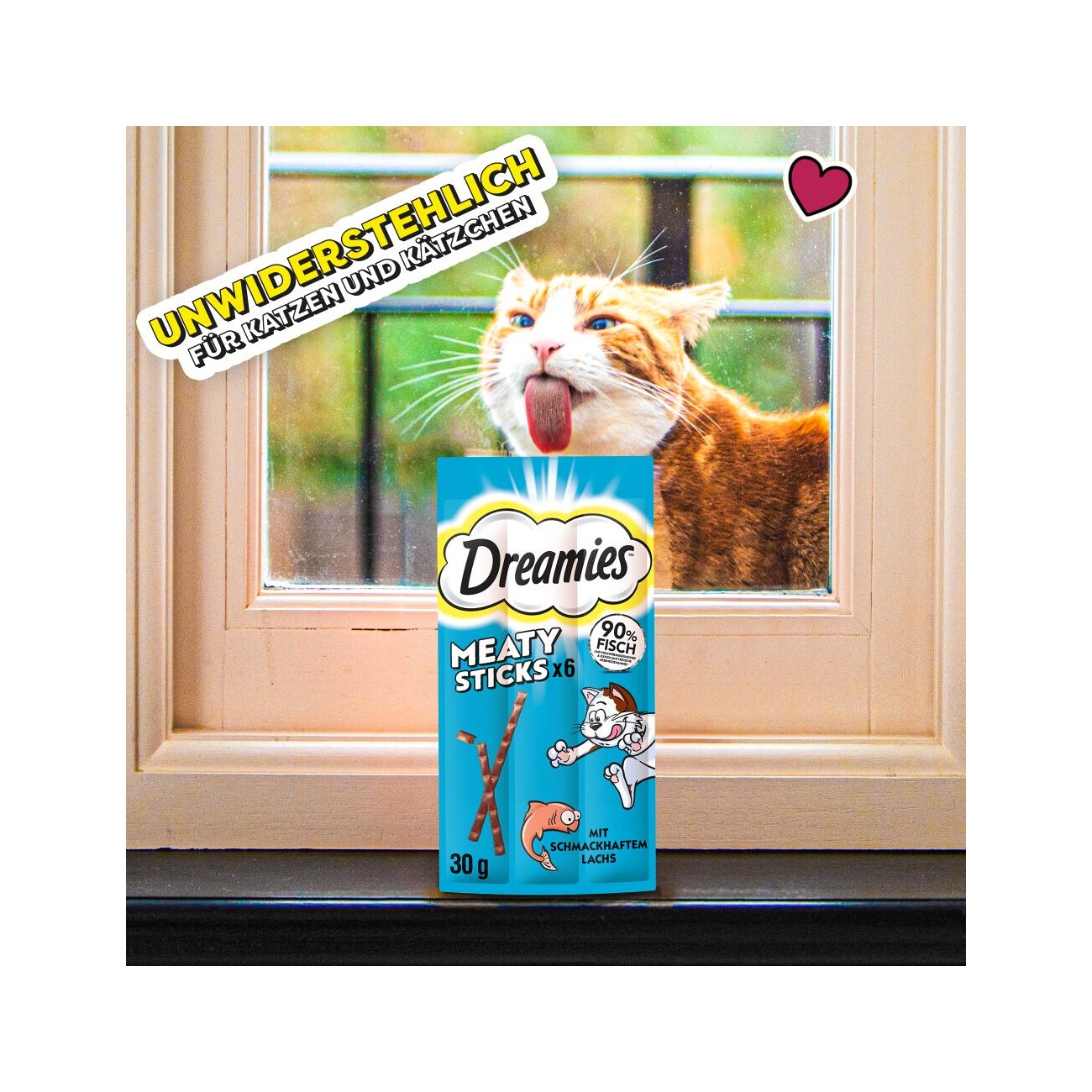 Dreamies Meaty Sticks Snack Adult Lachs 14x30 g