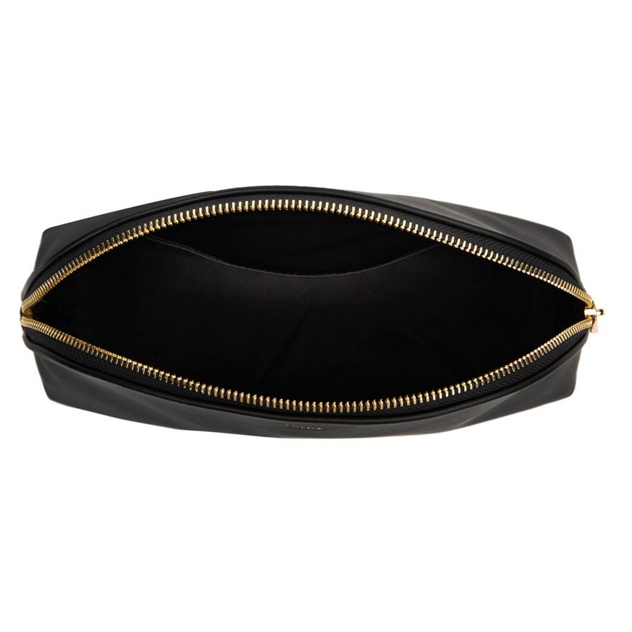 DARK Leather Make-Up Pouch Large Black