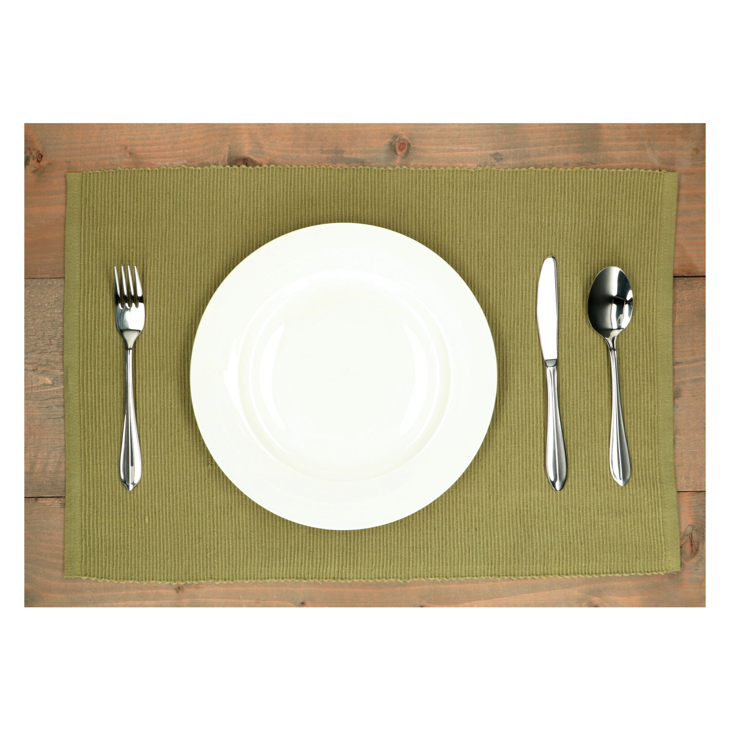 Placemat geribbeld, GOTS bio-katoen, saliegroen, 35 x 50 cm