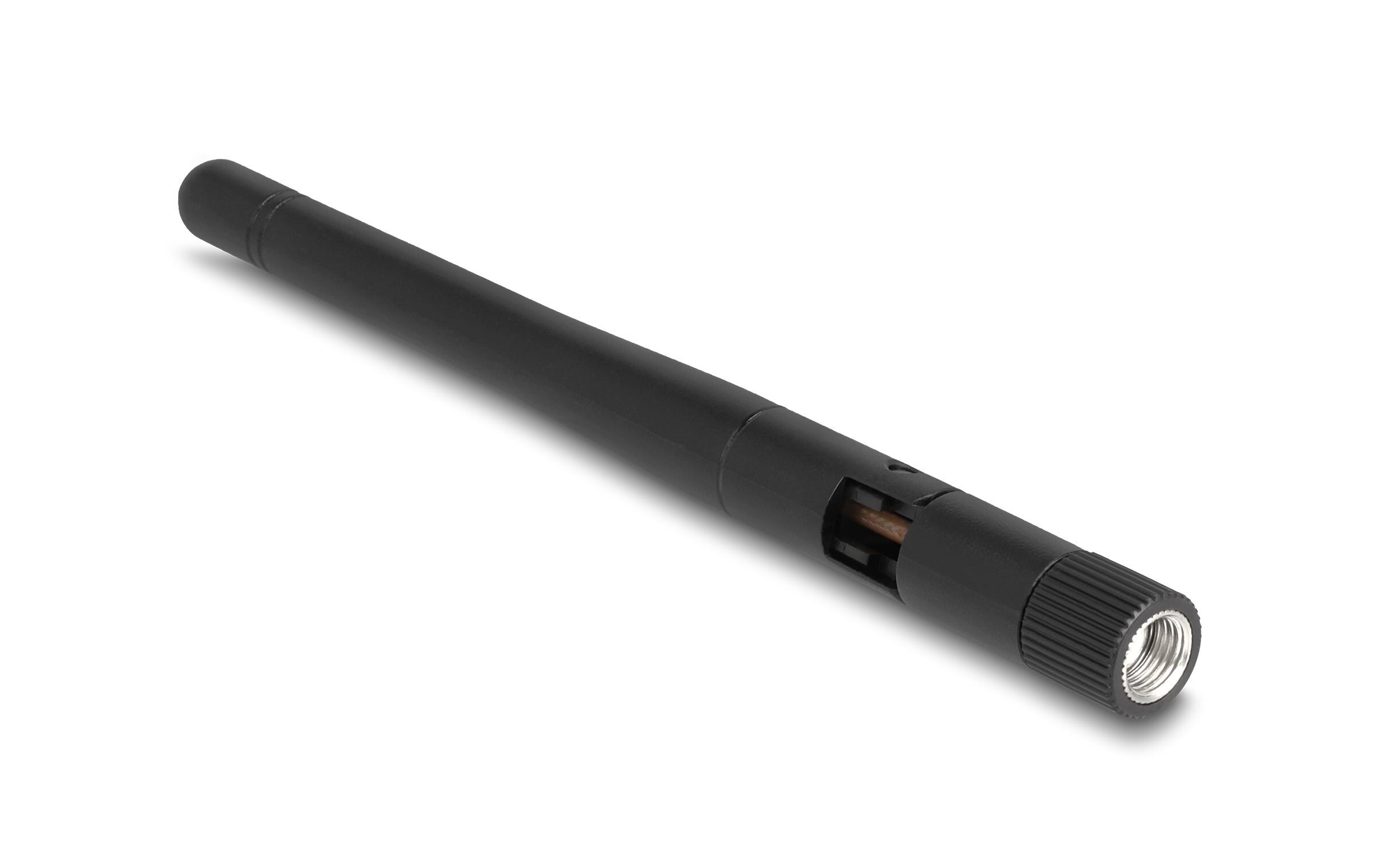 WLAN-Antenne 802.11 ac/ax/a/b/g/n RP-SMA 2 dBi RundstrahlDelock WLAN 802.11 ac/ax/a/b/g/n Antenne RP-SMA Stecker 2 dBi omnidirektional mit Kippgelenk schwarz