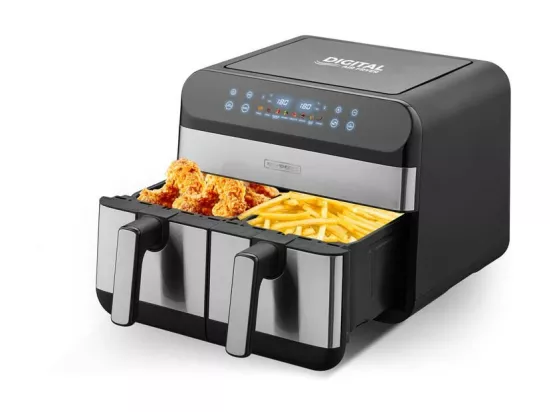 Friteuse Sans Huile Avec Deux Cuves 8 Programmes Airflow 9 De Kitchencook
