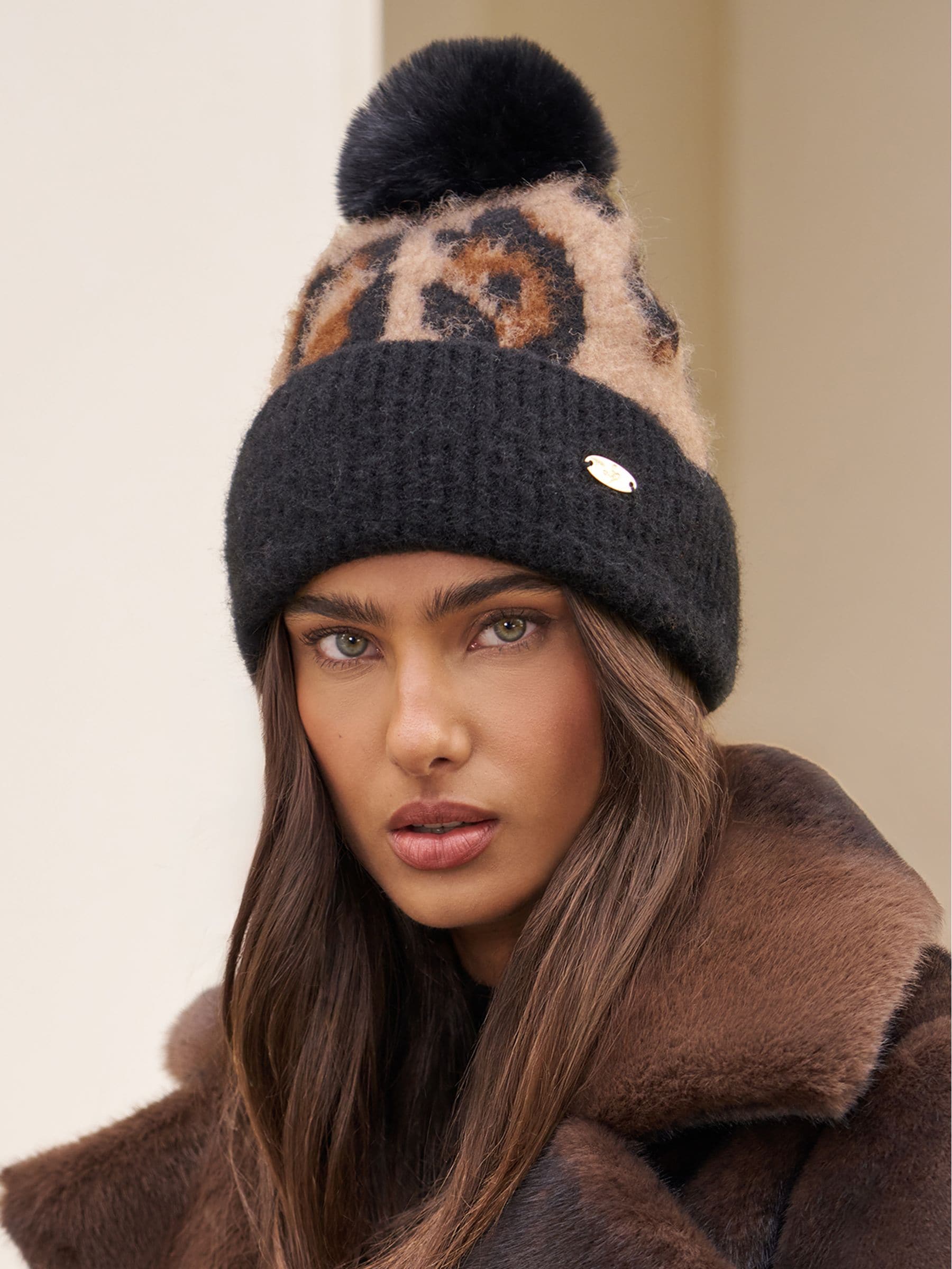 Klassieke luipaardprint - Lipsy Brushed Pom Hat