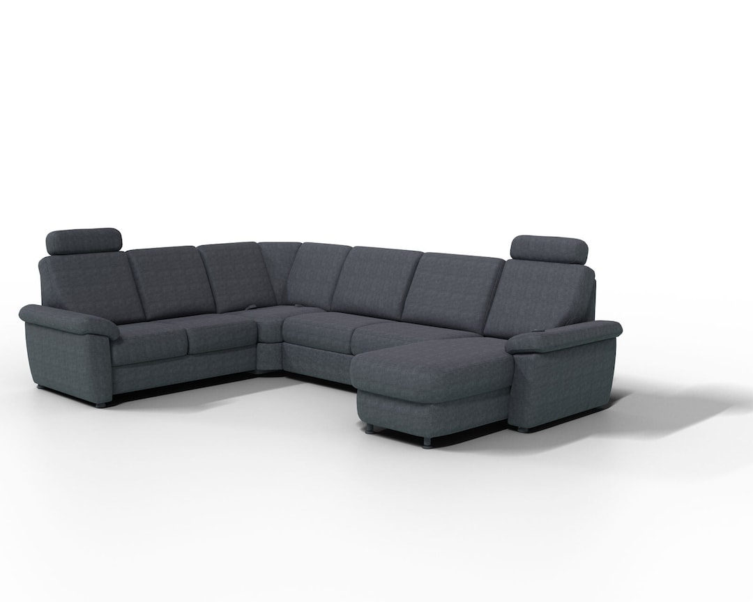 Ecksofa Genk Stoffbezug mit Funktionen Grau