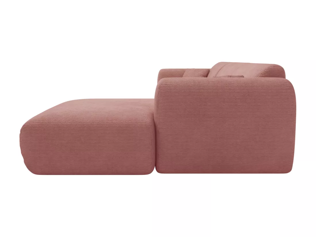 Grand canapé d'angle droit en tissu texturé rose POGNI de Maison Céphy
