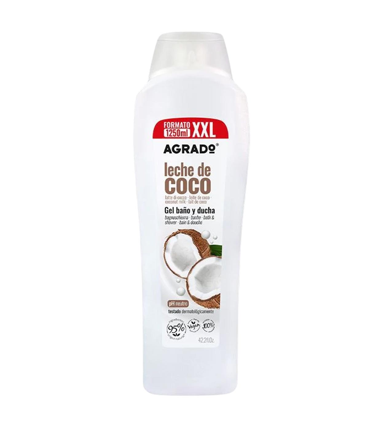 Agrado - Gel de banho e banho com leite de coco - 1250ml