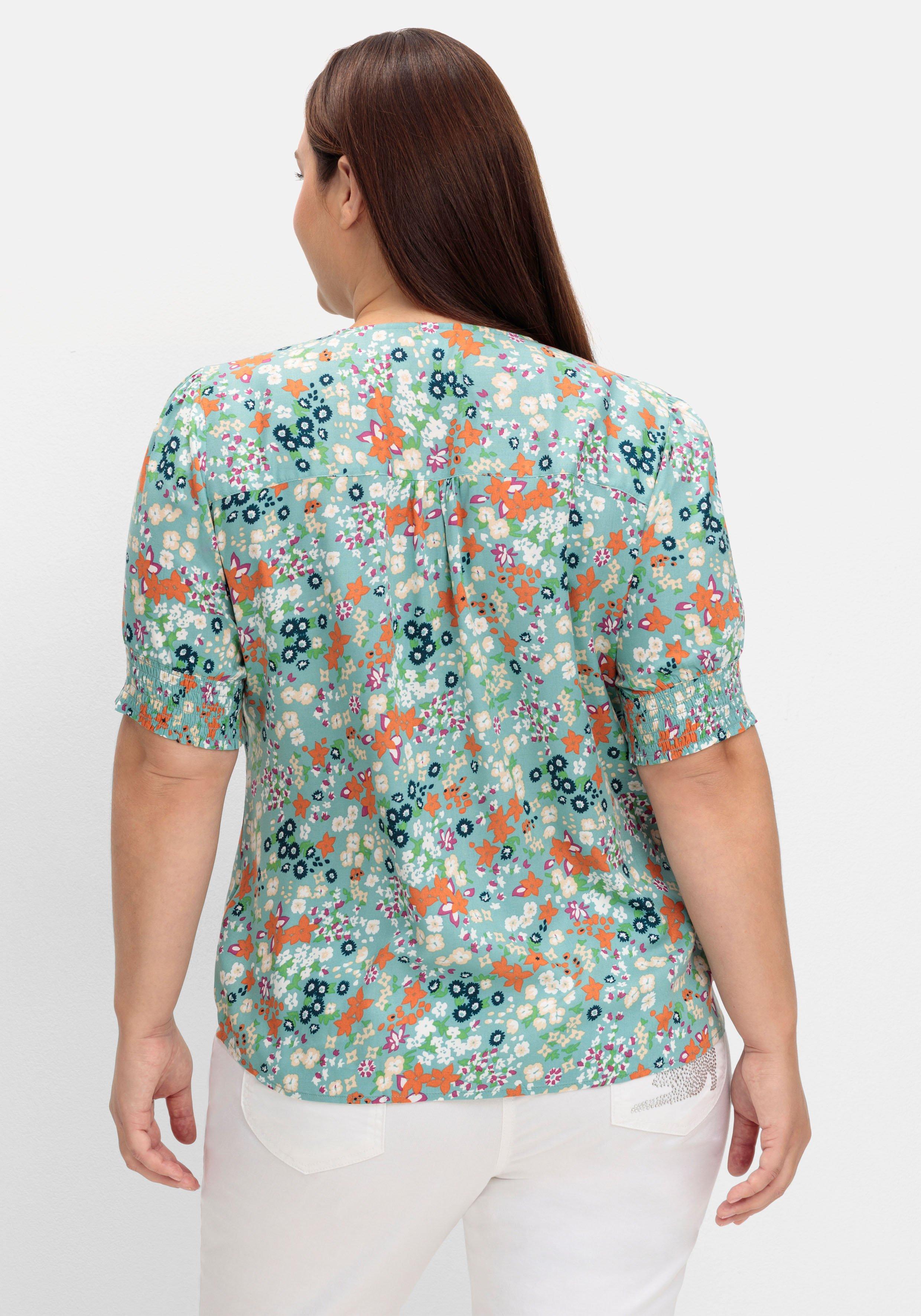 Bluse mit V-Ausschnitt und Allover-Blumenprint