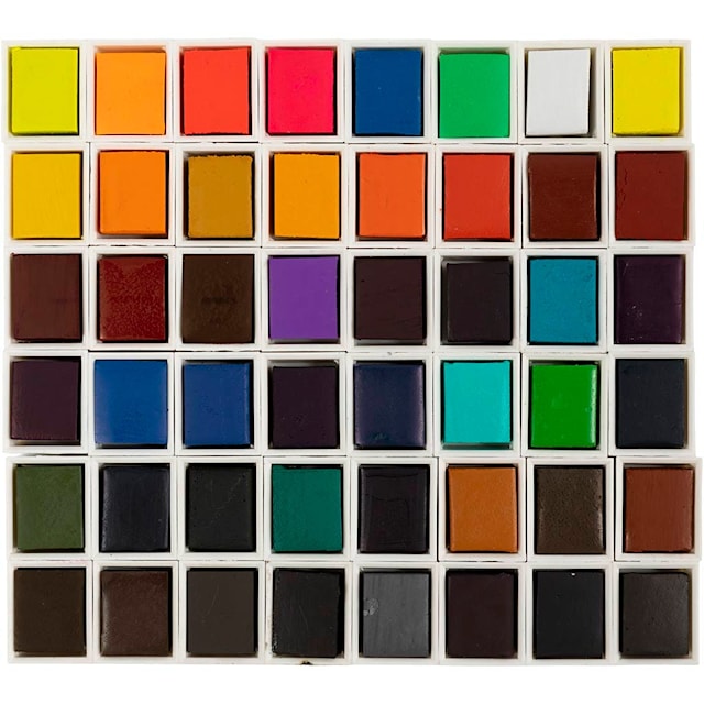 Art Akvarellfarger, ½-pan, str. 10x15x20 mm, standardfarger, 48 farge/ 1 pk.