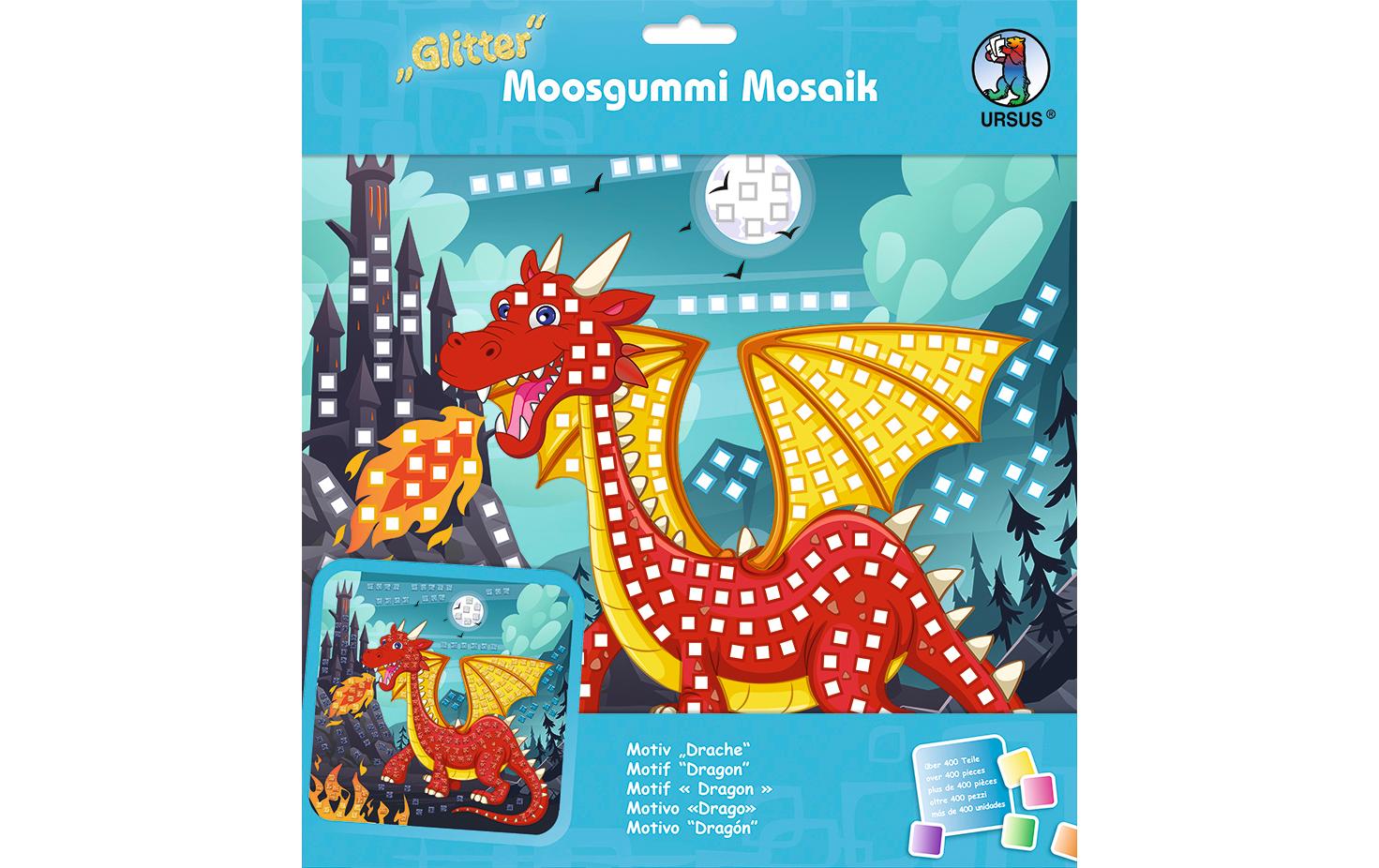 Moosgummi-Set Glitter Drache, MehrfarbigMoosgummi Mosaik