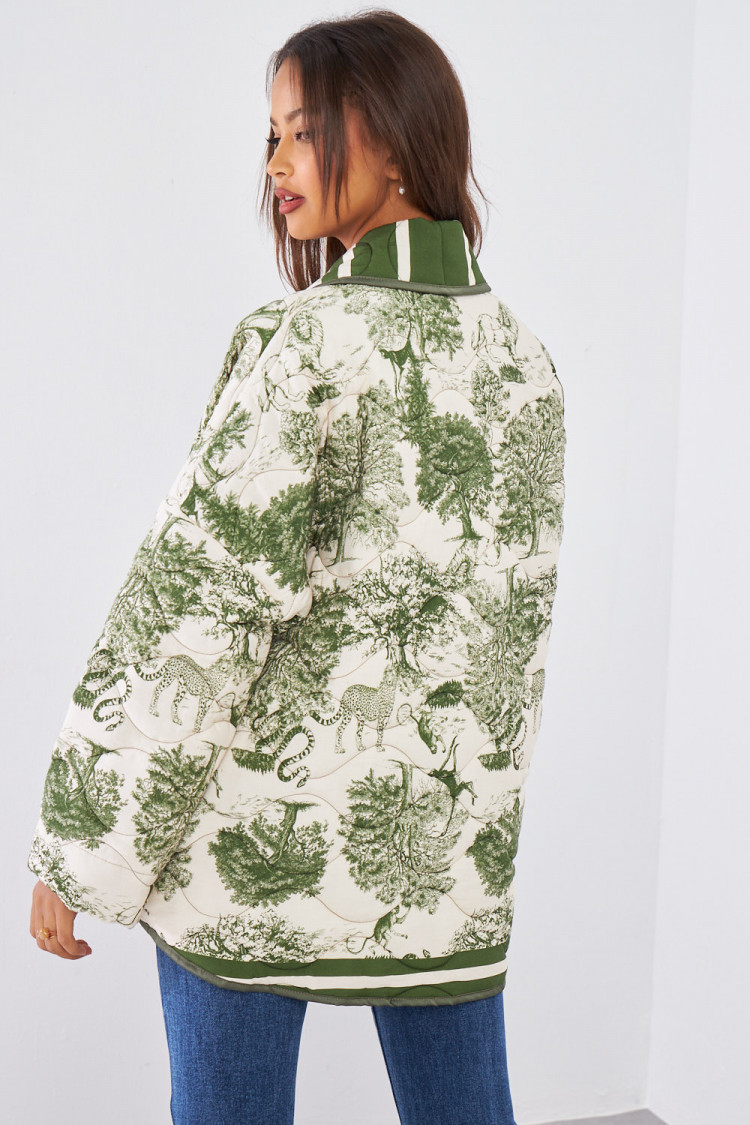 Veste matelassée kaki à motif jungle