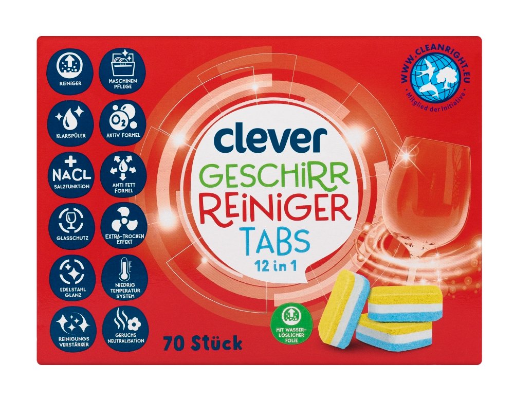Clever 12 in 1 Geschirr-Reiniger-Tabs
