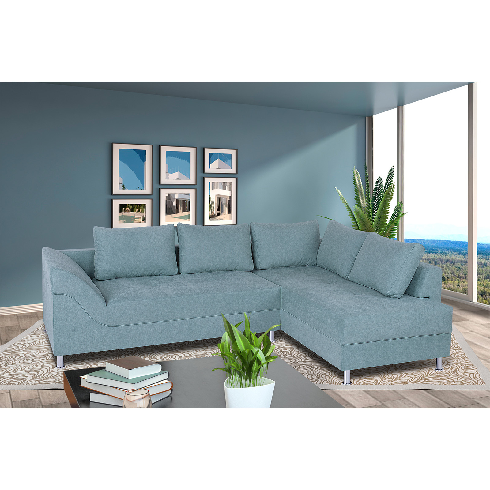 Ecksofa - mint - Bonell-Federkern - Webstoff