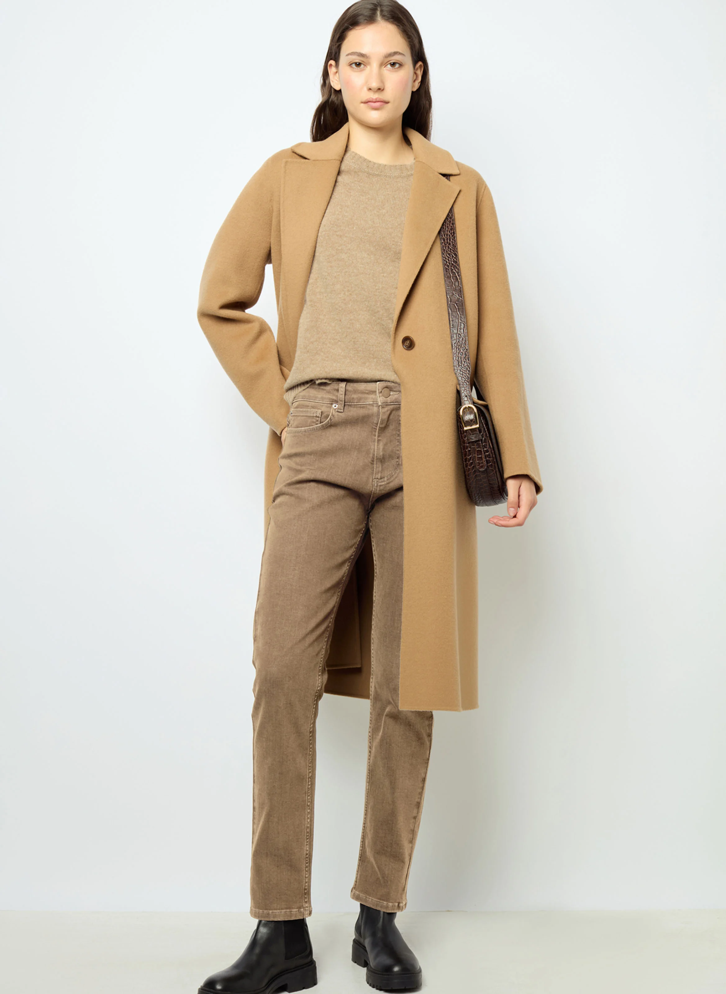 NOURANE - Jean slim en coton mélangé | Marron