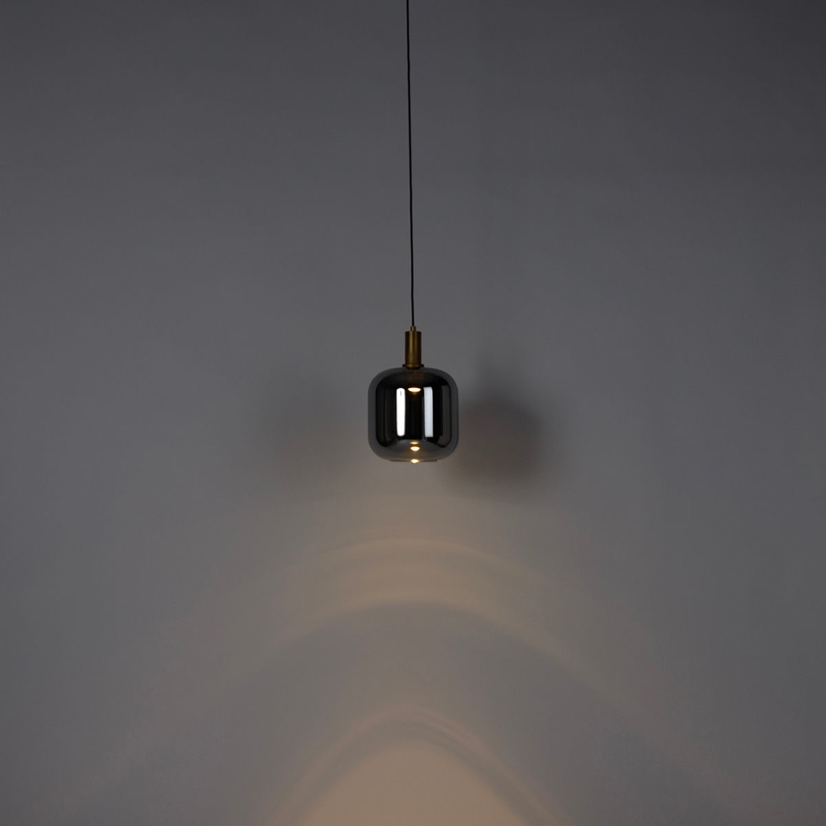 Hanglamp zwart met goud en smoke glas incl. PUCC - Zuzanna