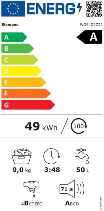 Siemens WG44G2Z22, iQ500 Waschmaschine 9 kg, 1400 UpM, Antiflecken-System, smartFinish für weniger Bügeln, Schneller Waschen mit speedPack L, waterPerfect Plus, Nachlegefunktion, LED-Display