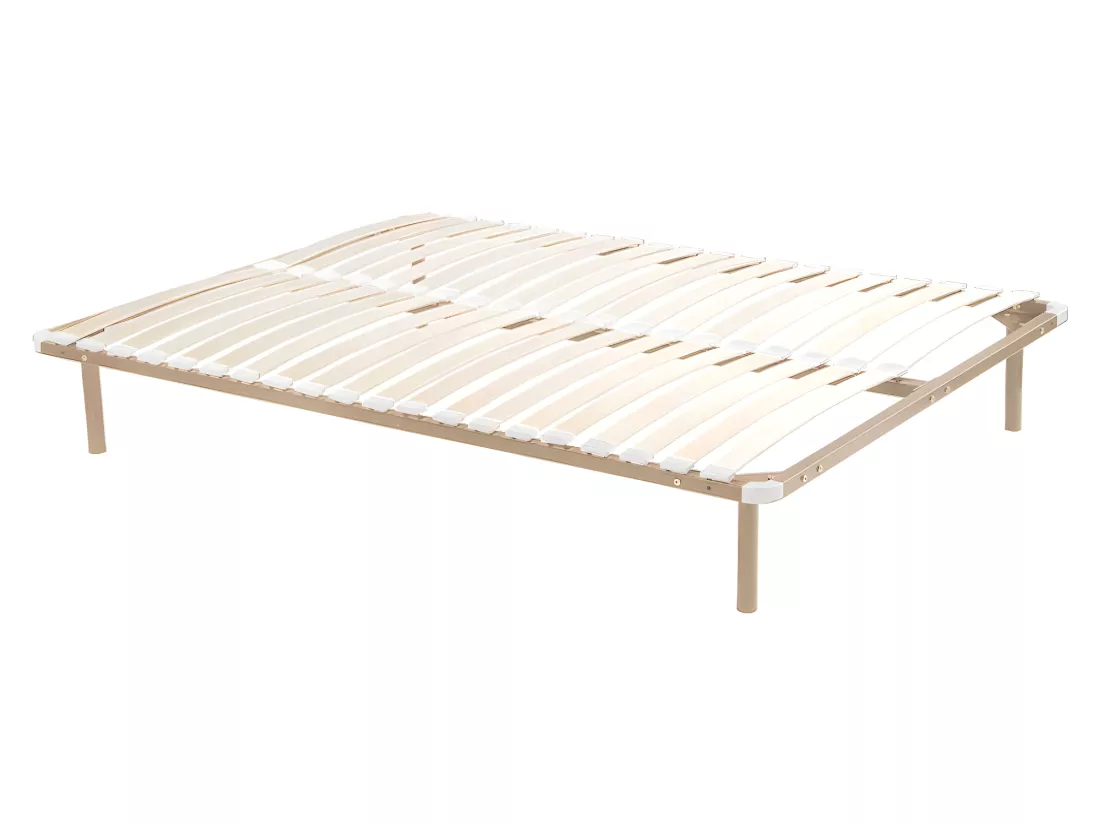 Sommier cadre à lattes 140 x 190 cm - 2x19 lattes avec pied - Beige - KALISTA de YSMÉE