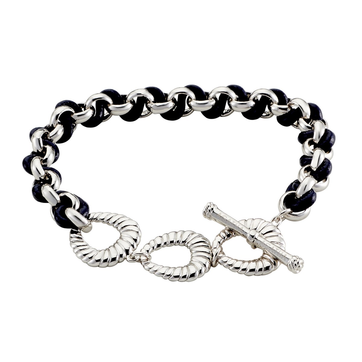 Bracelet Agatha Twiggy argenté cuir bleu