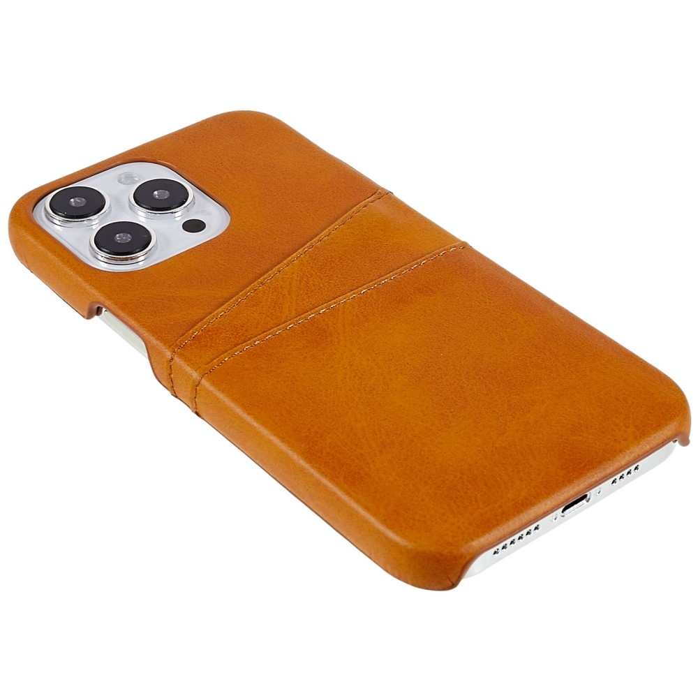 iPhone 14 Pro Leder Hülle Snap Case   Kartenfach - Hellbraun