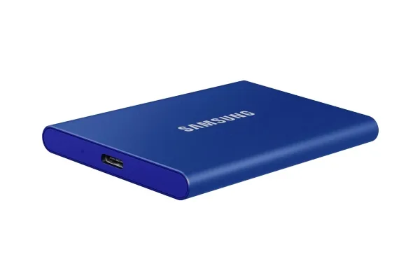 Samsung T7 MU-PC2T0H - SSD - krypteret - 2 TB - ekstern (bærbar) - USB 3.2 Gen 2 (USB-C stikforbindelse) - 256-bit AES - indigoblå
