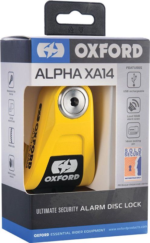 Oxford XA14 Alarm - Schijfremslot ART 4 met alarm - Handig Motorslot art4 gekeurd - Remschijfslot